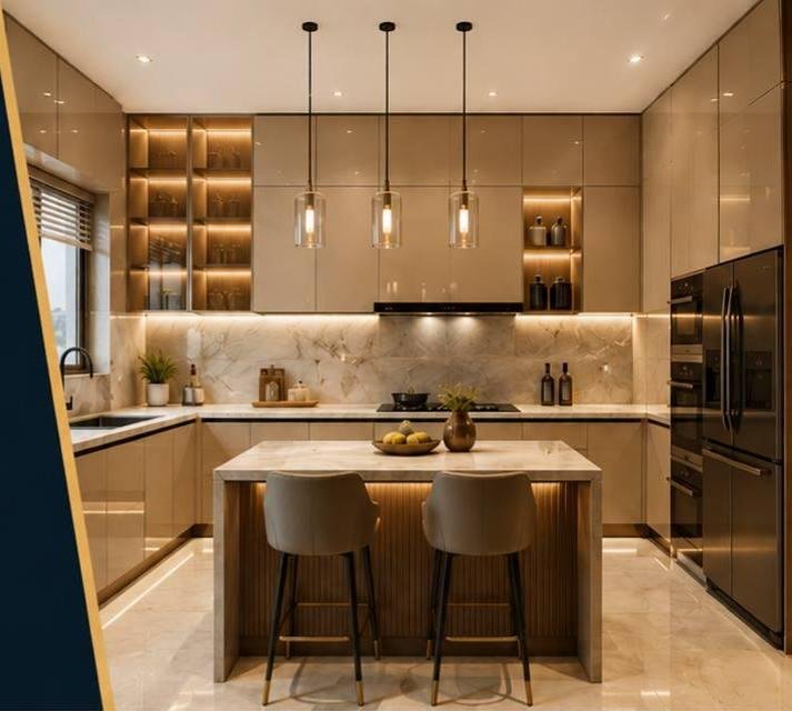 Modular kitchen with island